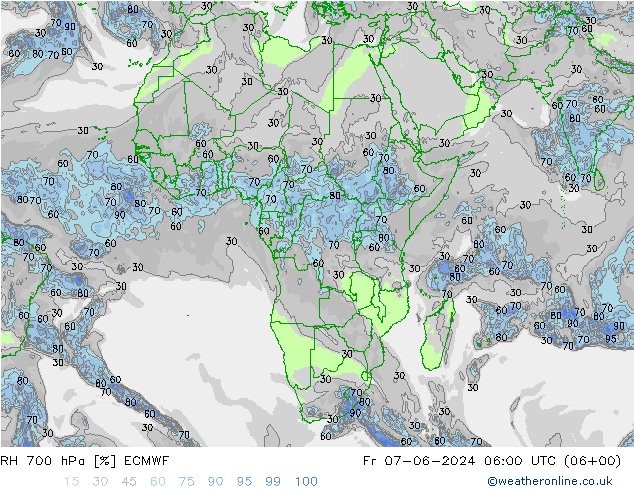 RH 700 hPa ECMWF Fr 07.06.2024 06 UTC