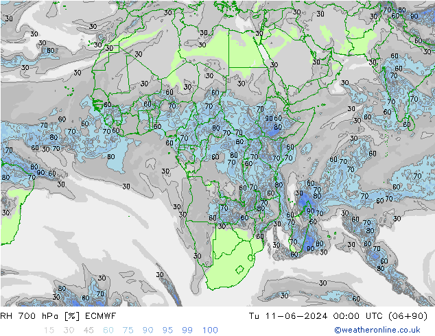 RV 700 hPa ECMWF di 11.06.2024 00 UTC