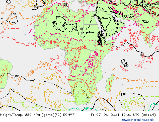 Z500/Rain (+SLP)/Z850 ECMWF ven 07.06.2024 12 UTC