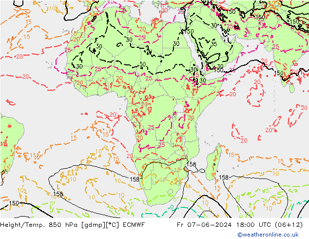 Z500/Rain (+SLP)/Z850 ECMWF vie 07.06.2024 18 UTC