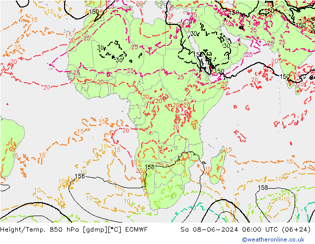 Z500/Rain (+SLP)/Z850 ECMWF Sáb 08.06.2024 06 UTC