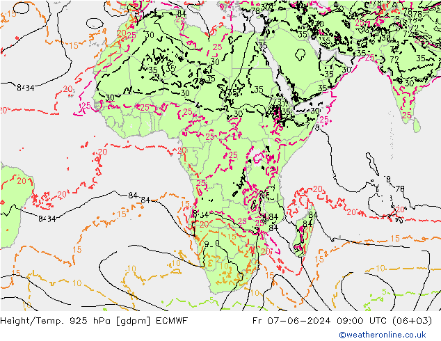 Height/Temp. 925 hPa ECMWF Sex 07.06.2024 09 UTC