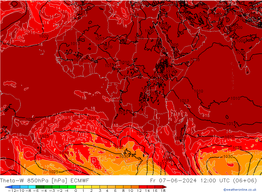 Theta-W 850hPa ECMWF Fr 07.06.2024 12 UTC