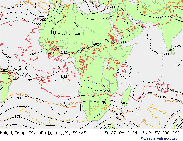 Z500/Rain (+SLP)/Z850 ECMWF ven 07.06.2024 12 UTC