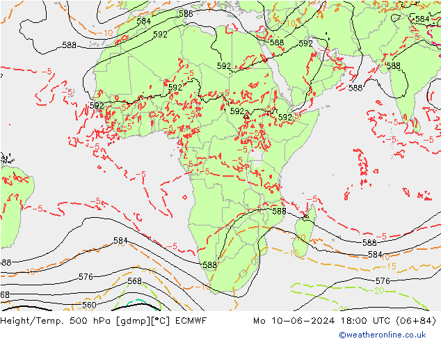 Géop./Temp. 500 hPa ECMWF lun 10.06.2024 18 UTC