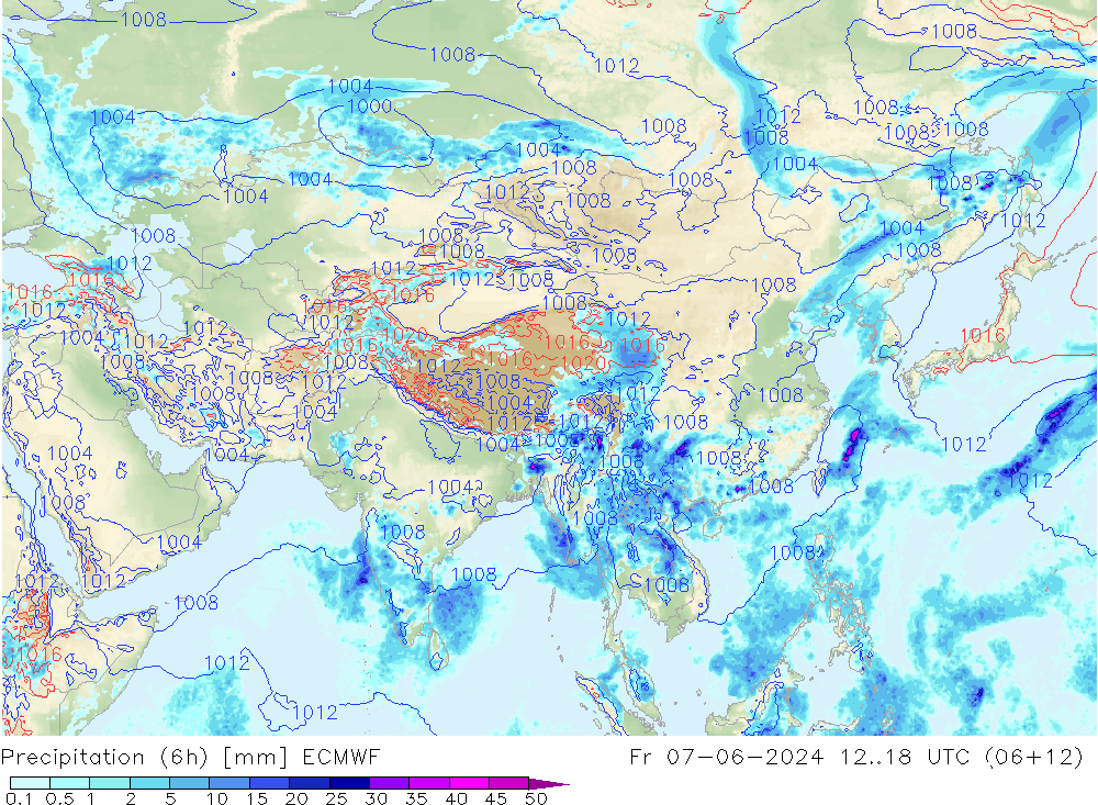 Z500/Rain (+SLP)/Z850 ECMWF Fr 07.06.2024 18 UTC