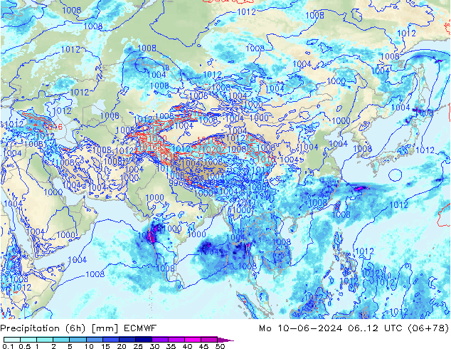 Z500/Regen(+SLP)/Z850 ECMWF ma 10.06.2024 12 UTC