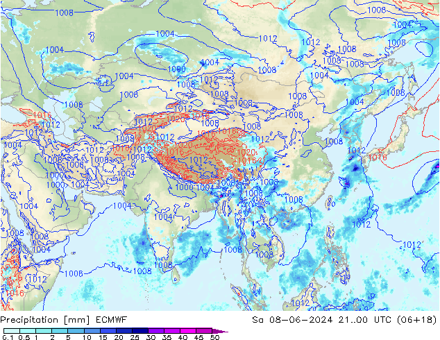 Precipitazione ECMWF sab 08.06.2024 00 UTC