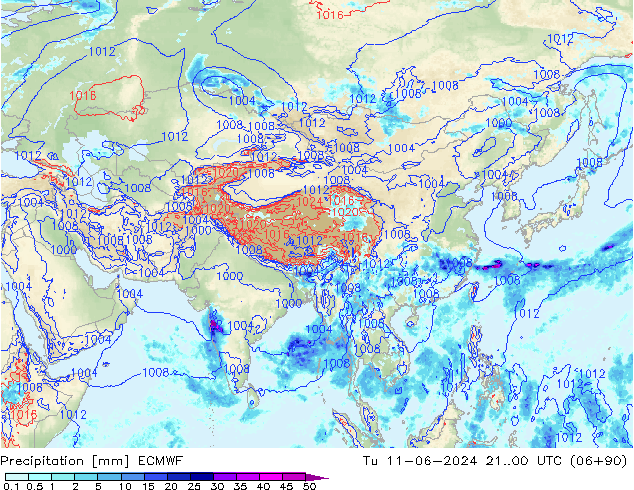 precipitação ECMWF Ter 11.06.2024 00 UTC