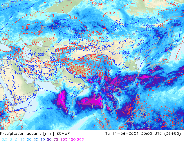 Precipitación acum. ECMWF mar 11.06.2024 00 UTC