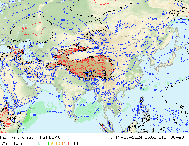 High wind areas ECMWF mar 11.06.2024 00 UTC