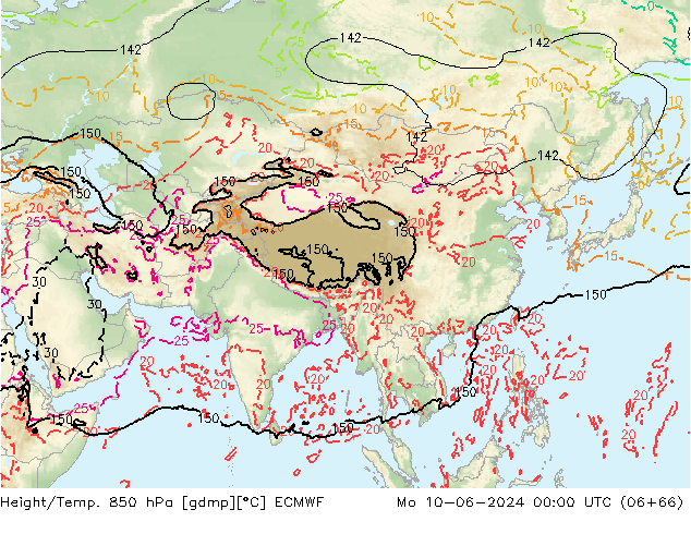 Z500/Rain (+SLP)/Z850 ECMWF Mo 10.06.2024 00 UTC