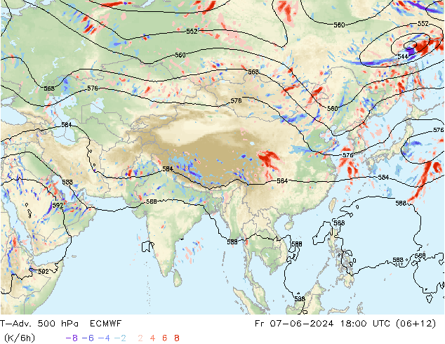 T-Adv. 500 hPa ECMWF ven 07.06.2024 18 UTC