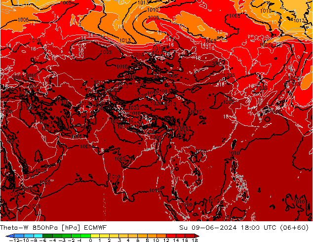 Theta-W 850hPa ECMWF Su 09.06.2024 18 UTC