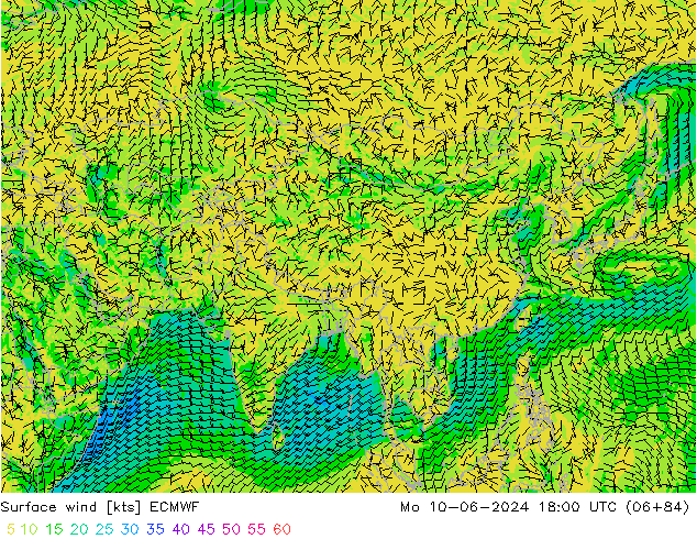 Bodenwind ECMWF Mo 10.06.2024 18 UTC