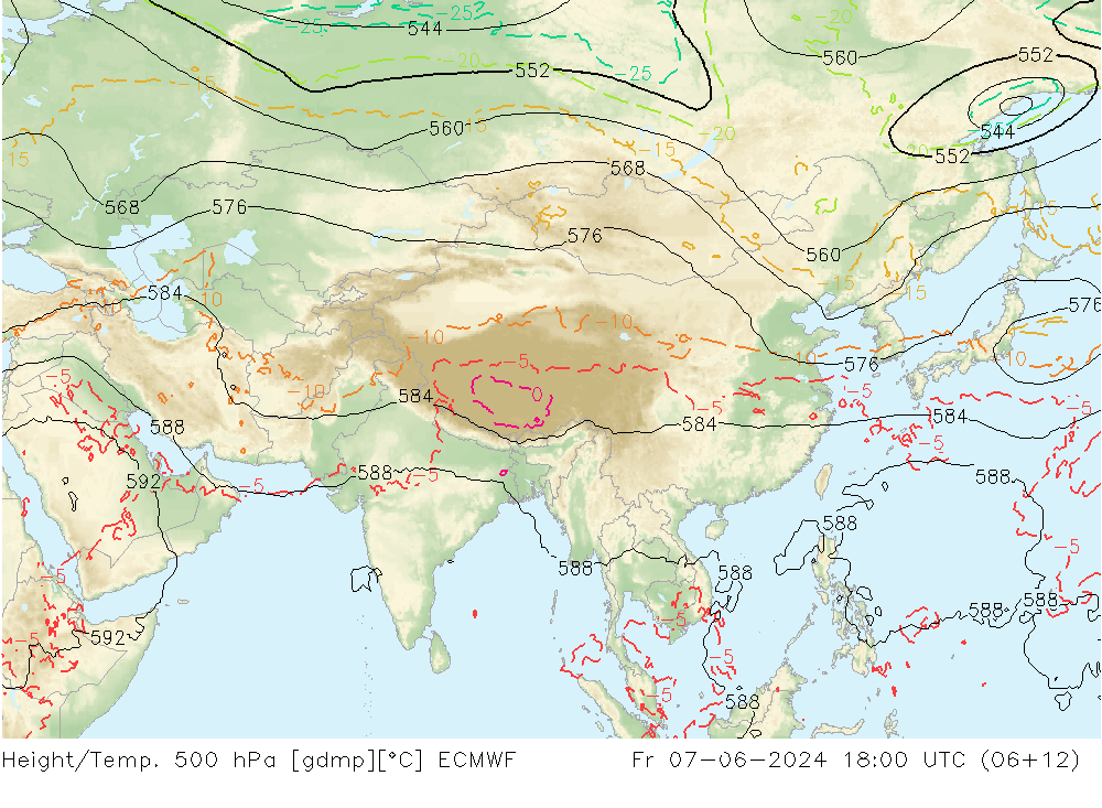 Z500/Rain (+SLP)/Z850 ECMWF Fr 07.06.2024 18 UTC