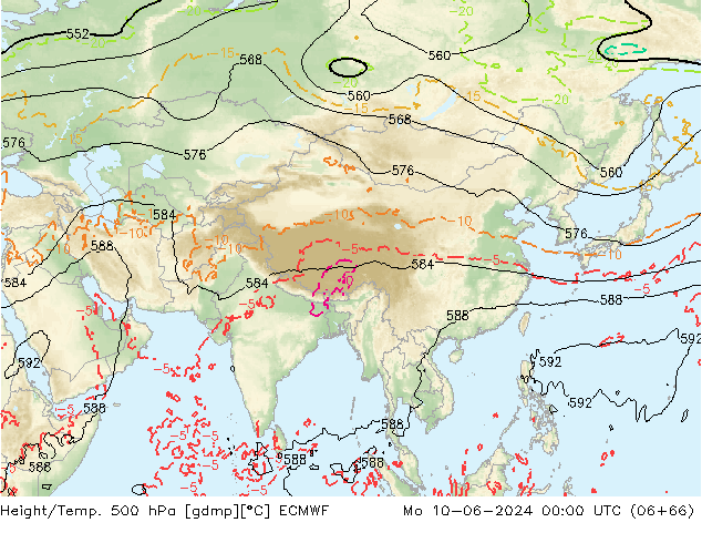 Z500/Rain (+SLP)/Z850 ECMWF lun 10.06.2024 00 UTC