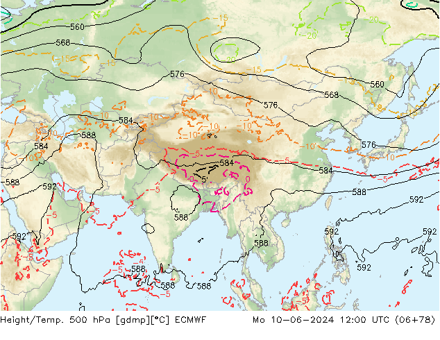 Z500/Regen(+SLP)/Z850 ECMWF ma 10.06.2024 12 UTC