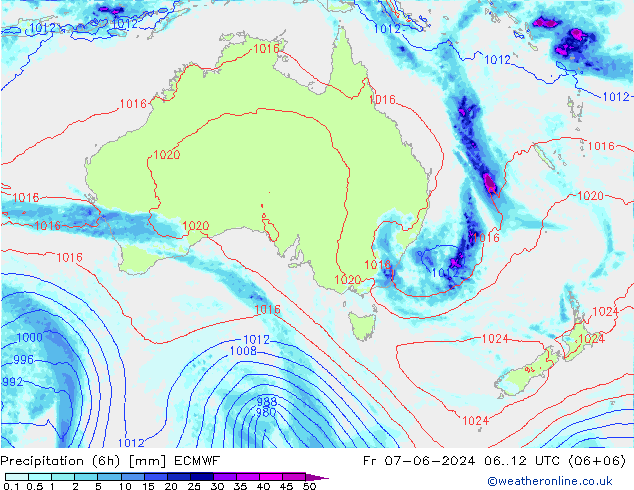 Z500/Rain (+SLP)/Z850 ECMWF Fr 07.06.2024 12 UTC