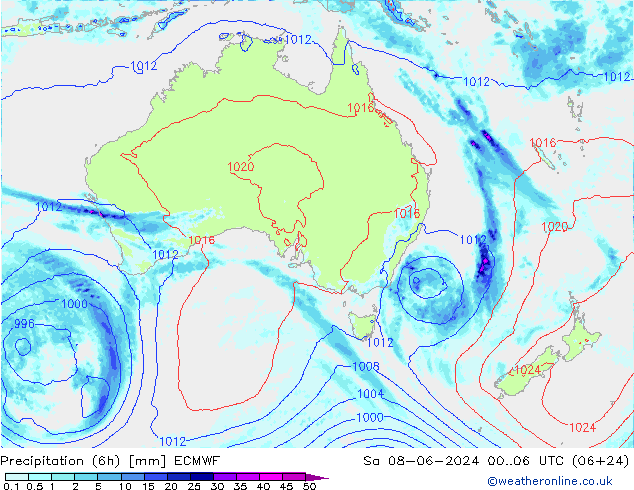 Z500/Regen(+SLP)/Z850 ECMWF za 08.06.2024 06 UTC