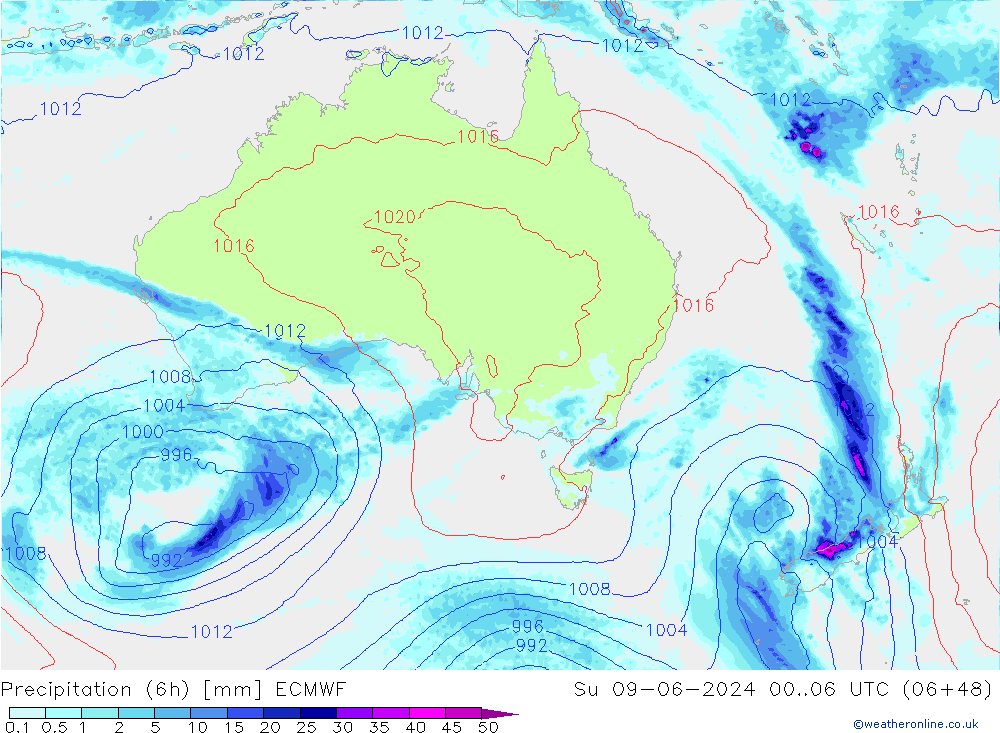 Z500/Rain (+SLP)/Z850 ECMWF So 09.06.2024 06 UTC