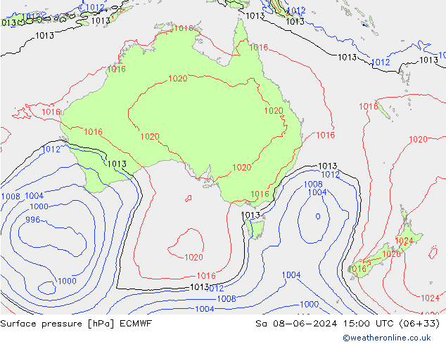 pressão do solo ECMWF Sáb 08.06.2024 15 UTC