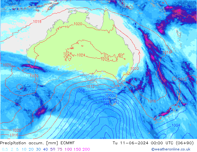 Precipitation accum. ECMWF Ter 11.06.2024 00 UTC