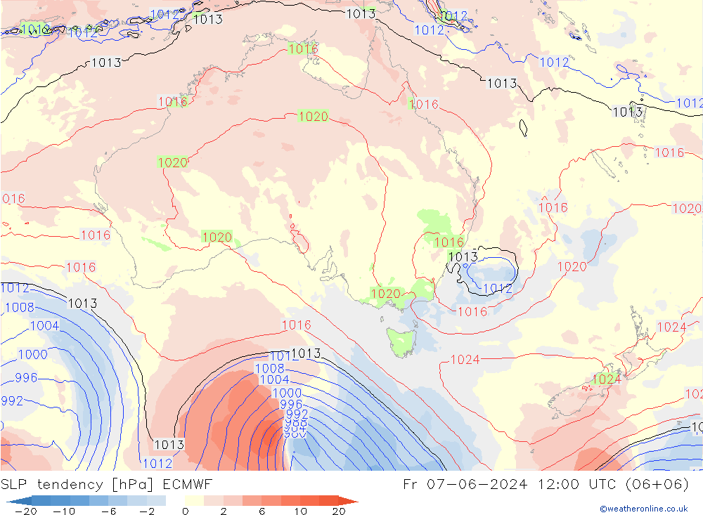 SLP tendency ECMWF Fr 07.06.2024 12 UTC