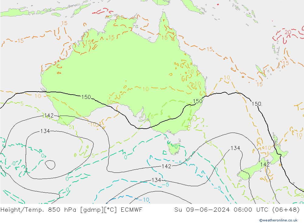 Z500/Rain (+SLP)/Z850 ECMWF So 09.06.2024 06 UTC