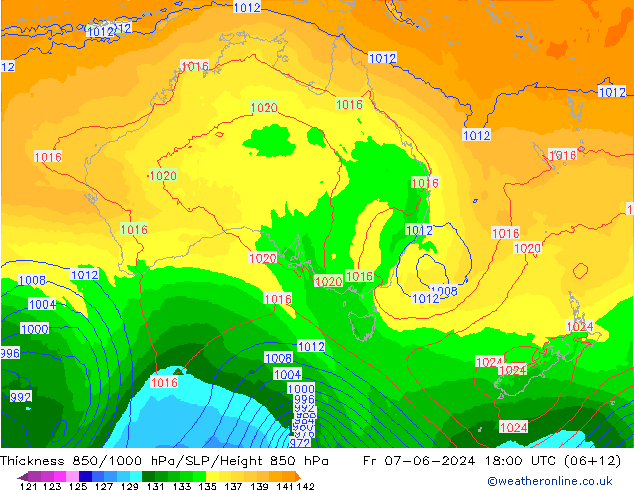 Thck 850-1000 hPa ECMWF Sex 07.06.2024 18 UTC