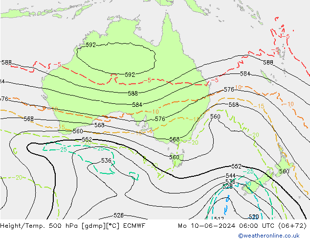 Z500/Rain (+SLP)/Z850 ECMWF Seg 10.06.2024 06 UTC