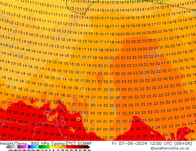 Z500/Rain (+SLP)/Z850 ECMWF vie 07.06.2024 12 UTC