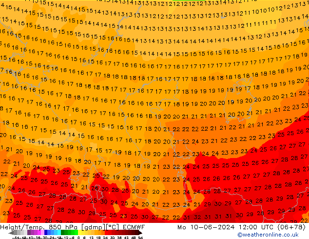 Z500/Rain (+SLP)/Z850 ECMWF Po 10.06.2024 12 UTC