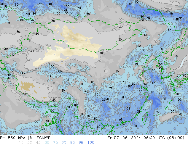 RH 850 hPa ECMWF Fr 07.06.2024 06 UTC