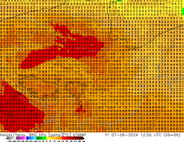 Z500/Rain (+SLP)/Z850 ECMWF 星期五 07.06.2024 12 UTC