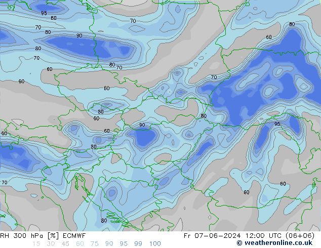 RH 300 hPa ECMWF Fr 07.06.2024 12 UTC