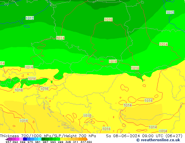 Thck 700-1000 hPa ECMWF sab 08.06.2024 09 UTC