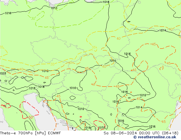 Theta-e 700hPa ECMWF so. 08.06.2024 00 UTC