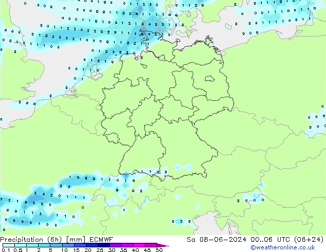 Z500/Rain (+SLP)/Z850 ECMWF sáb 08.06.2024 06 UTC