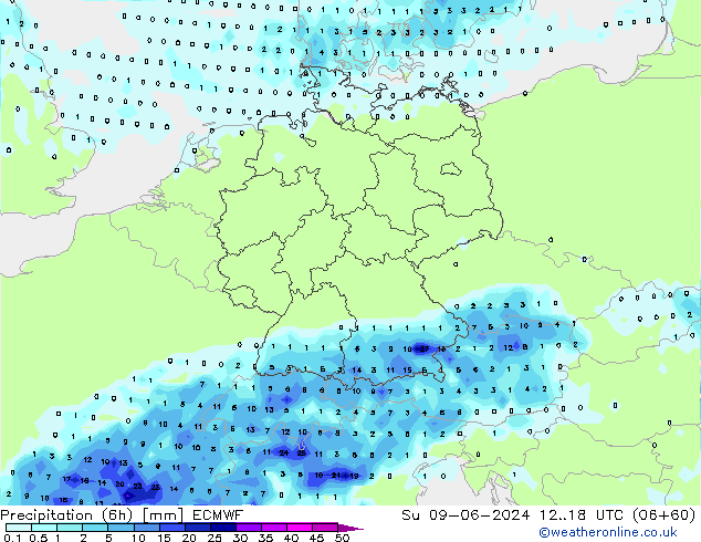 Z500/Rain (+SLP)/Z850 ECMWF nie. 09.06.2024 18 UTC