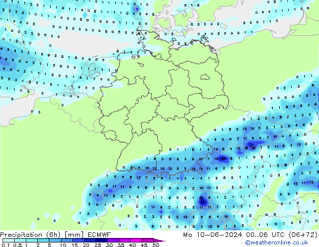 Z500/Rain (+SLP)/Z850 ECMWF Mo 10.06.2024 06 UTC