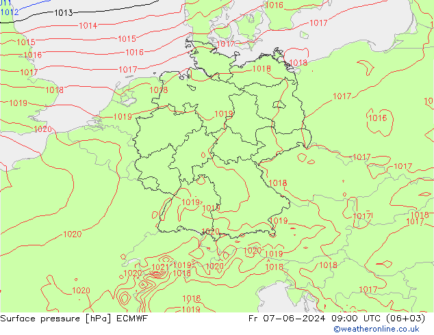 Surface pressure ECMWF Fr 07.06.2024 09 UTC
