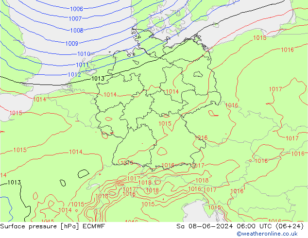 ciśnienie ECMWF so. 08.06.2024 06 UTC