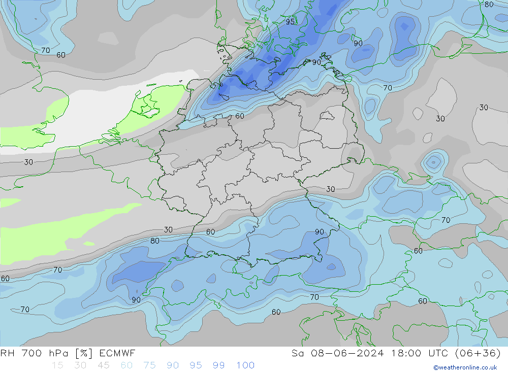 RH 700 hPa ECMWF Sa 08.06.2024 18 UTC