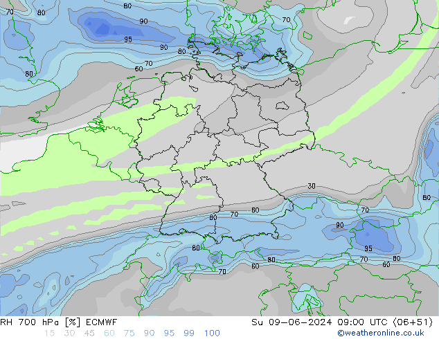 700 hPa Nispi Nem ECMWF Paz 09.06.2024 09 UTC