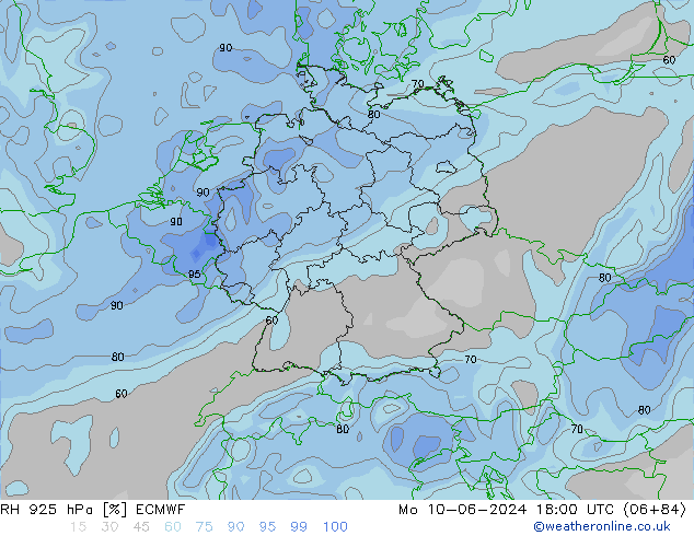 RH 925 hPa ECMWF Mo 10.06.2024 18 UTC