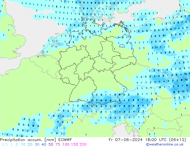 Nied. akkumuliert ECMWF Fr 07.06.2024 18 UTC