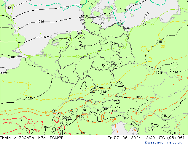 Theta-e 700hPa ECMWF vr 07.06.2024 12 UTC