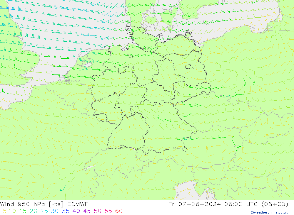 风 950 hPa ECMWF 星期五 07.06.2024 06 UTC