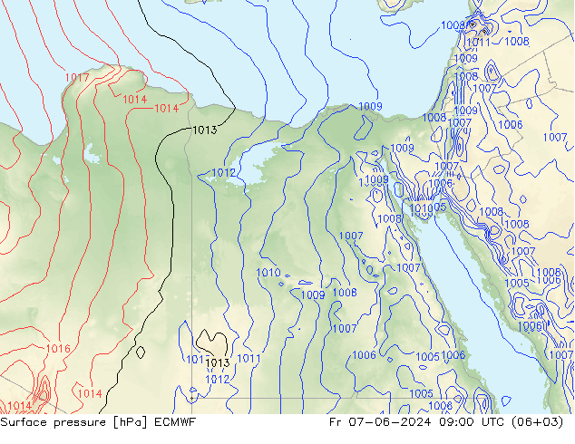 Surface pressure ECMWF Fr 07.06.2024 09 UTC